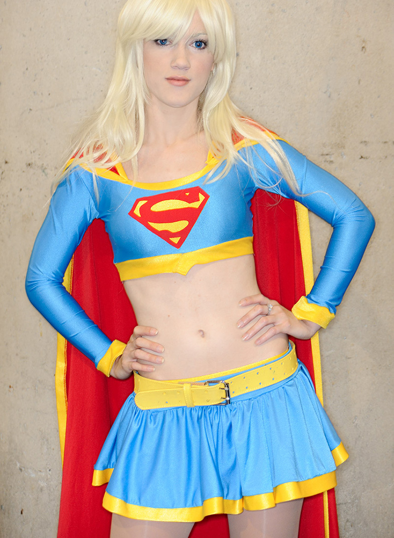 Sky Blue Supergirl Cosplay Costume Two Piece